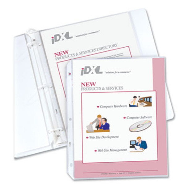 Polypropylene Sheet Protectors, Heavy-Duty, Side: 3-Hole Punched, Top Load 8.5 x 11 Insert, Nonglare Clear Front, 100/Box