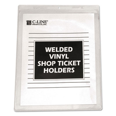 Clear Vinyl Shop Ticket Holders, Super Heavy-Duty, Top Load 8.5 x 11 Insert, Clear Front, 50/Box