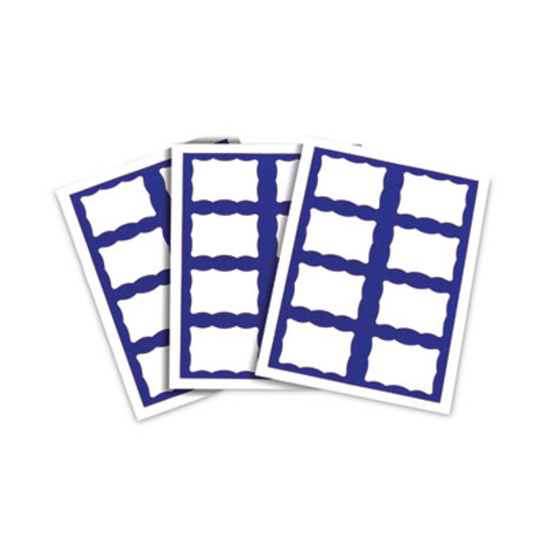 Laser Printer Name Badges, 3 3/8 X 2 1/3, White/Blue, 200/Box
