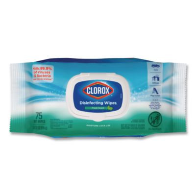 Disinfecting Cleaning Wipes, Flex Pack, 1-Ply, 8 x 7, Fresh Scent, White, 75 Towels/Box