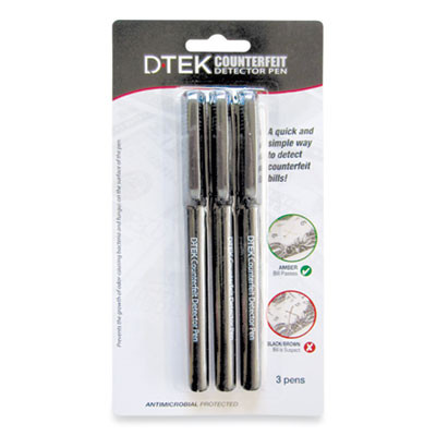 Dtek Counterfeit Detector Pens For Usd, Black, 3/Pack