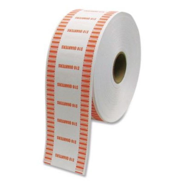 Automatic Coin Wrapper Roll For Coin Wrapping Machines, Quarters, Orange/Kraft, Approx 2,000 Wrappers/Roll, 8 Rolls/Carton