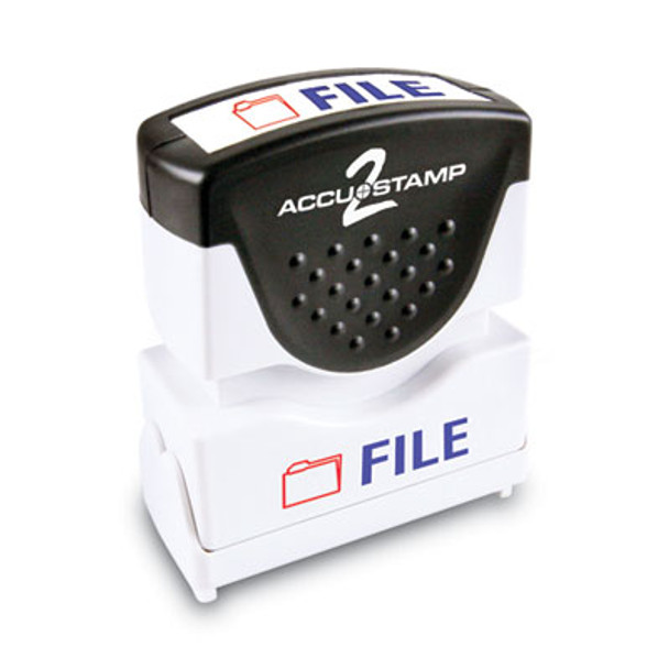 Pre-Inked Shutter Stamp, Red/Blue, File, 1.63 x 0.5