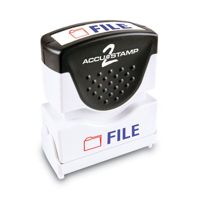 Pre-Inked Shutter Stamp, Red/Blue, File, 1.63 x 0.5