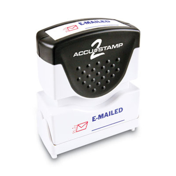 Pre-Inked Shutter Stamp, Red/Blue, Emailed, 1.63 x 0.5