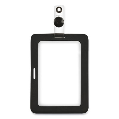 Myid Badge Holder, Vertical/Horizontal, 3 5/8 X 2 1/4, Black, 1/Ea
