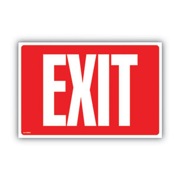 Glow-In-The-Dark Safety Sign, Exit, 12 X 8, Red