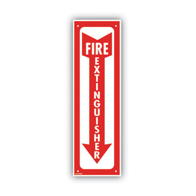 Glow-In-The-Dark Safety Sign, Fire Extinguisher, 4 X 13, Red