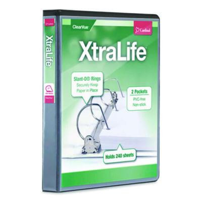Xtralife Clearvue Non-Stick Slant-D Ring Binder, 3 Rings, 1" Capacity, 11 x 8.5, Black