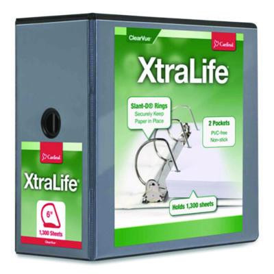 Xtralife Clearvue Non-Stick Slant-D Ring Binder, 3 Rings, 6" Capacity, 11 x 8.5, Black