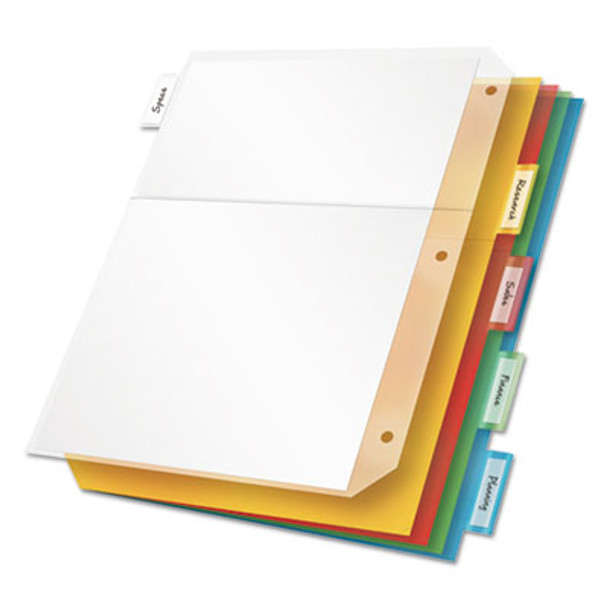 Poly Ring Binder Pockets, 8.5 x 11, Letter, Assorted Colors, 5/Pack