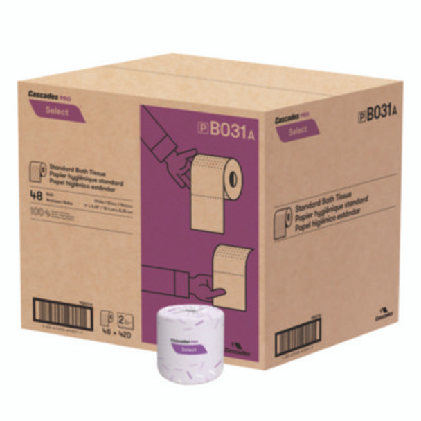 Select Standard Bath Tissue, Septic Safe, 2-Ply, White, 420 Sheets/Roll, 48 Rolls/Carton