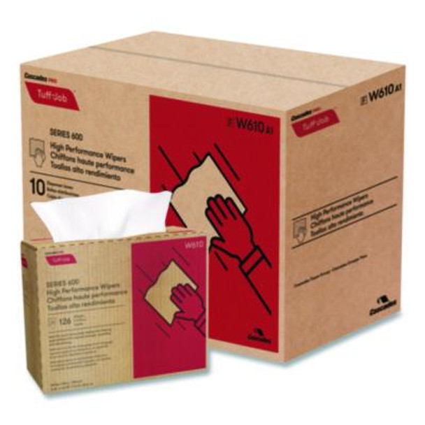 Tuff-Job S600 High Performance Wipers, 9 3/4 X 16 3/4, 126/Box, 10 Box/Carton