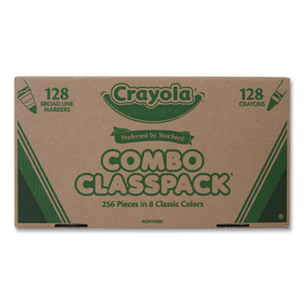 Crayons And Markers Combo Classpack, Eight Colors, 256/Set