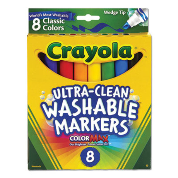 Ultra-Clean Washable Markers, Fine/Broad Wedge/Chisel Tips, Assorted Colors, 8/Box