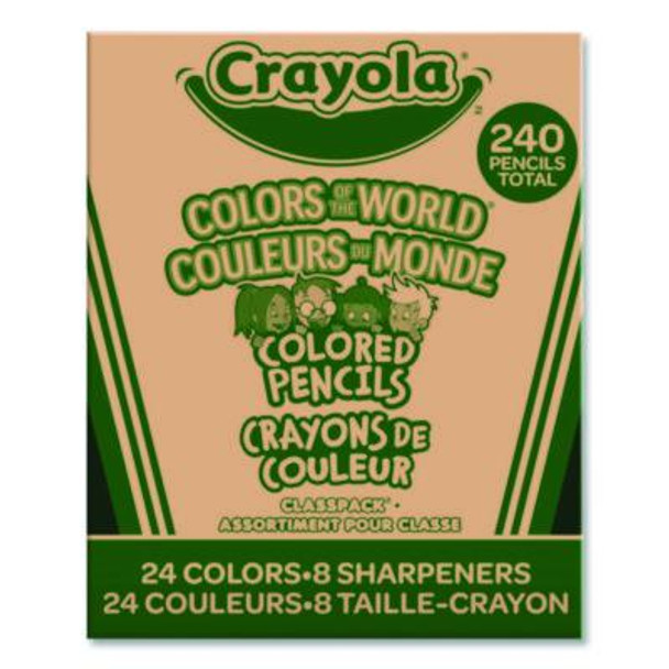 Colors Of The World Colored Pencils Classpack Set, 24 Assorted Lead And Barrel Colors, 240/Pack