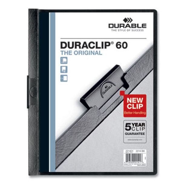 Duraclip Report Cover, Clip Fastener, 8.5 x 11, Holds 60 Sheets, Clear/Black, 25/Box