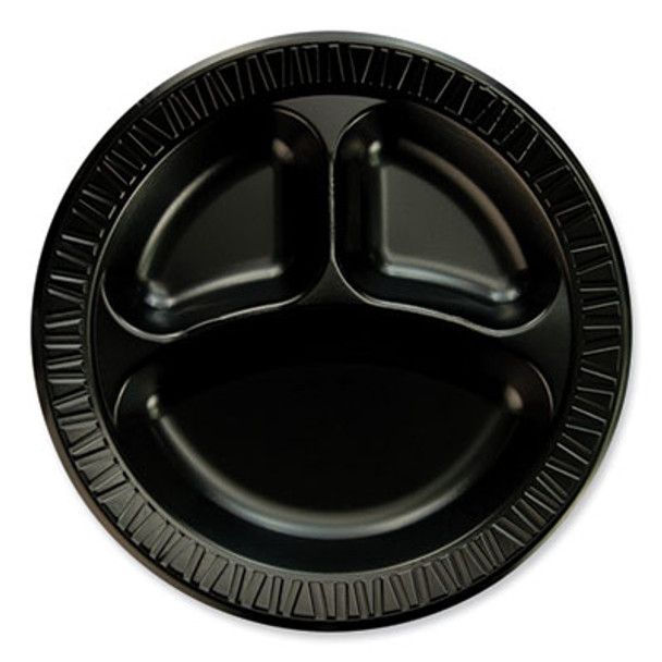 Quiet Class Laminated Foam Dinnerware, Plate, 10.25" Dia, Black, 125/Pack, 4 Packs/Carton