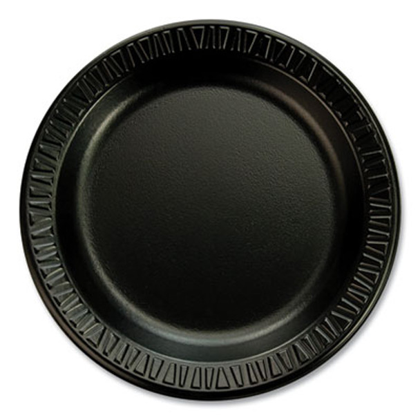 Quiet Classic Laminated Foam Dinnerware Plates, 6" Dia, Black, 125/Pack, 8 Packs/Carton