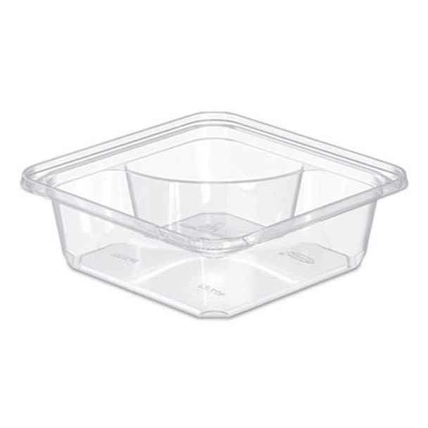 Tamperguard Snack Boxes, 2 Compartments, 6.3 x 6.3 x 2.1, Clear, Plastic, 300/Carton