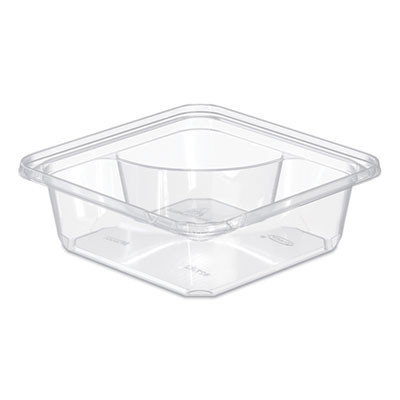 Tamperguard Snack Boxes, 2 Compartments, 6.3 x 6.3 x 2.1, Clear, Plastic, 300/Carton