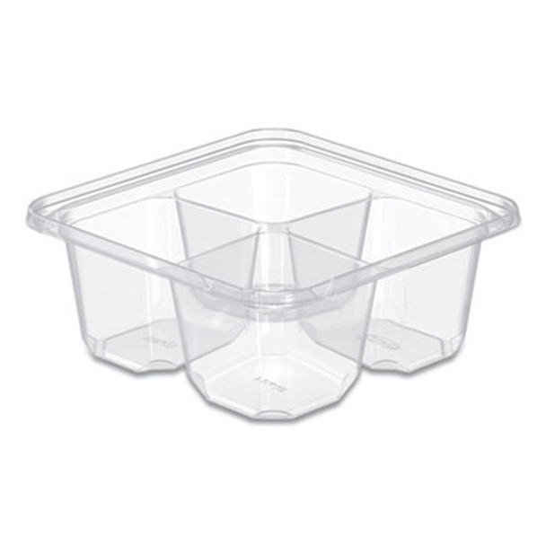 Tamperguard Snack Boxes, 4 Compartments, 6.3 x 6.3 x 2.6, Clear, Plastic, 300/Carton