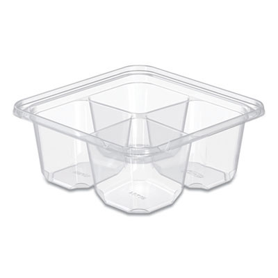 Tamperguard Snack Boxes, 4 Compartments, 6.3 x 6.3 x 2.6, Clear, Plastic, 300/Carton