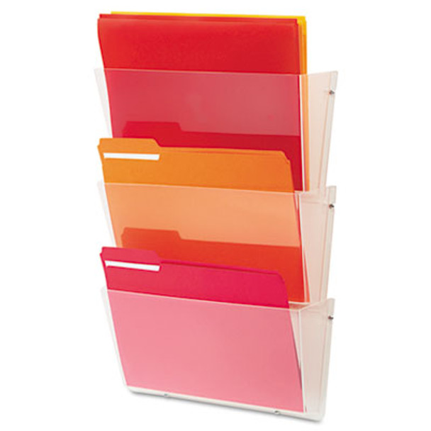 Unbreakable Docupocket Wall File, 3 Sections, Letter Size, 14.5" x 3" x 6.5", Clear, 3/Pack