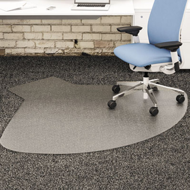 Supermat Frequent Use Chair Mat For Medium Pile Carpeted Floors, Oval With Lip, Straight Edges, 60" x 66", Clear, Ships Flat