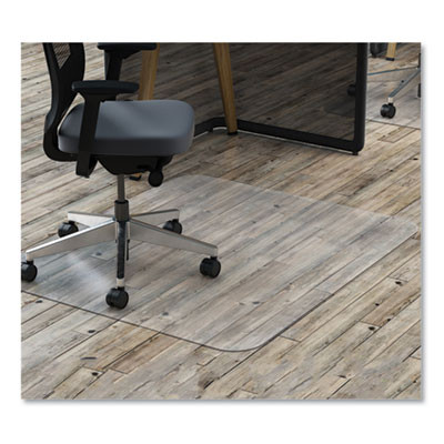 Economat Non-Studded All Day Use Chair Mat For Hard Floors, Rectangular, 45" x 53", Clear, Ships Rolled