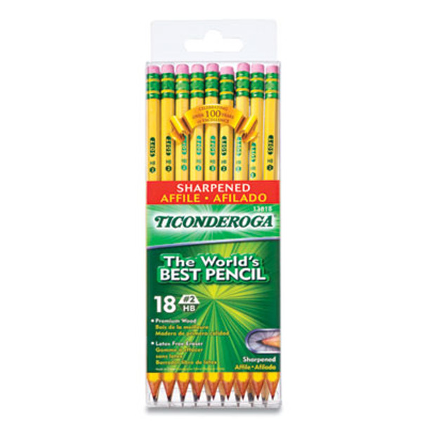 Pre-Sharpened Pencil, Hb (#2), Black Lead, Yellow Barrel, 18/Pack