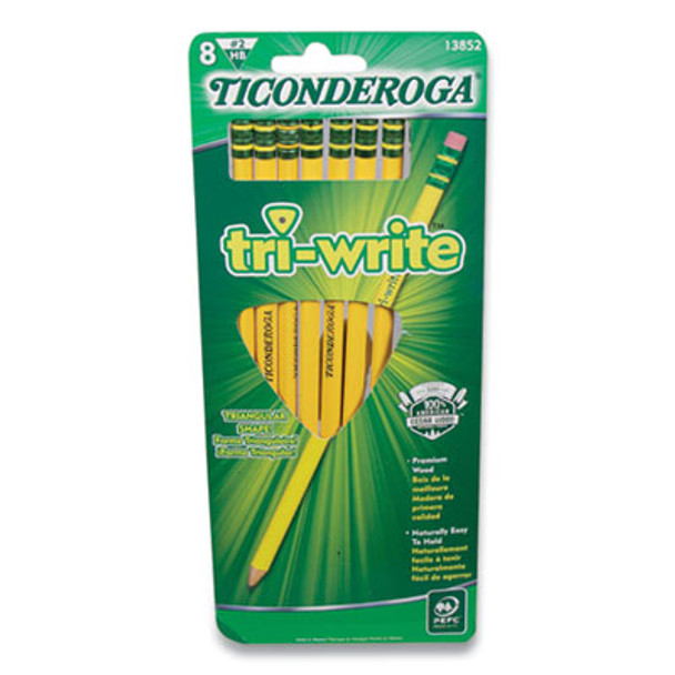 Tri-Write Triangular Pencil, Hb (#2), Black Lead, Yellow Barrel, 8/Pack