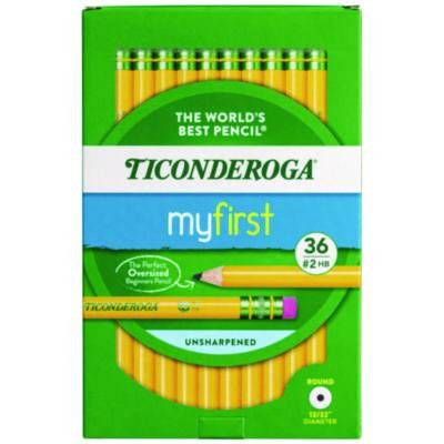 My First Woodcase Pencil With Eraser, 3.6 Mm, Hb (#2), Black Lead, Yellow Barrel, 36/Pack