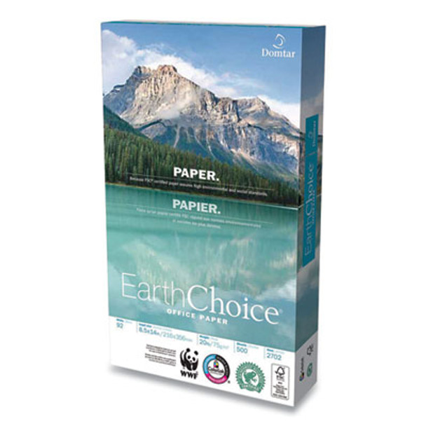 Earthchoice Office Paper, 92 Bright, 20 Lb Bond Weight, 8.5 x 14, White, 500/Ream