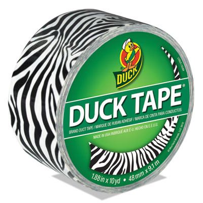 Colored Duct Tape, 3" Core, 1.88" X 10 Yds, Black/White Zebra