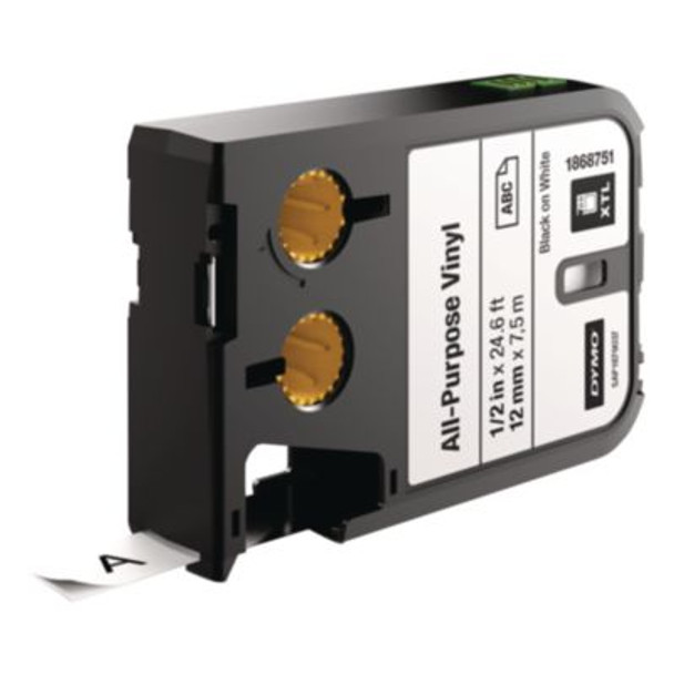 Xtl All-Purpose Vinyl Labels, 0.5" X 24.6 Ft, White/Black Print