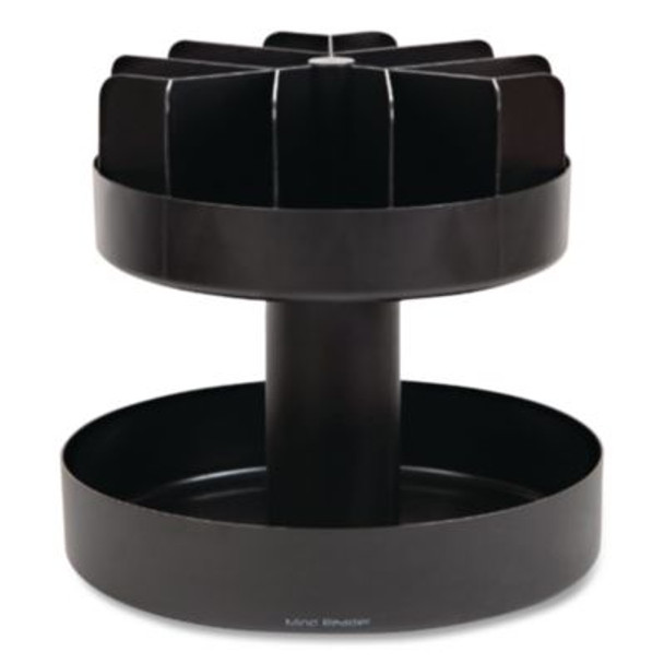 Supreme Lazy Suzan Condiment/Snack Organizer, 2 Compartments, 22.05 x 2.05 x 16.14, Black