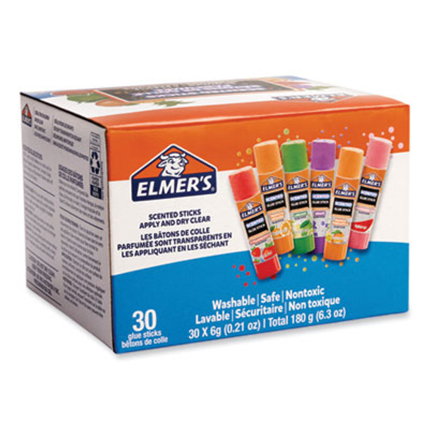 Clear School Glue Stick, Scented, Assorted, 0.21 Oz, Dries Clear, 30/Pack