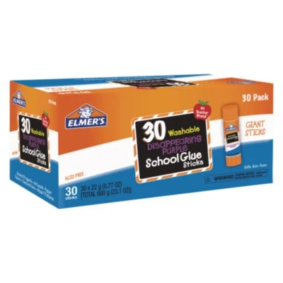 Disappearing Purple All Purpose Glue Sticks, 0.77 Oz, Dries Clear, 30/Box