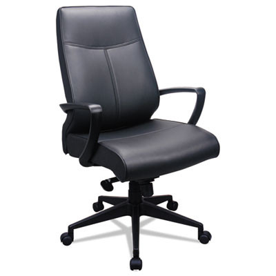 300 Leather High-Back Chair, Supports Up To 250 Lb, 19.57" To 22.56" Seat Height, Black