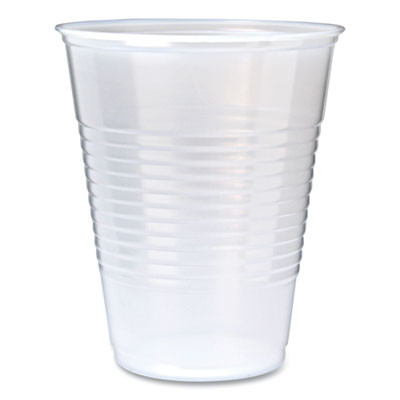 Rk Ribbed Cold Drink Cups, 9 Oz, Plastic, Clear, 100/Sleeve, 25 Sleeves/Carton
