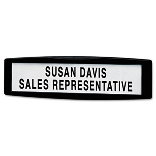 Plastic Partition Additions Nameplate, 9 x 0.75 x 2.5, Fabric Panel Mount, Dark Graphite