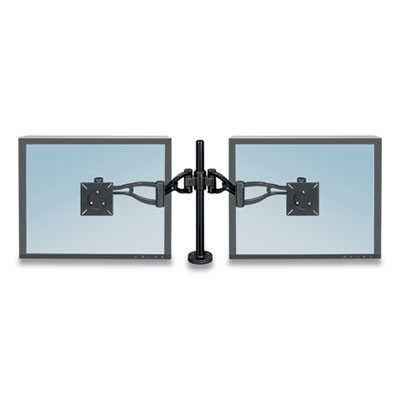 Professional Series Depth Adjustable Dual Monitor Arm, 360 Deg Rotation, 37 Deg Tilt, 360 Deg Pan, Black, Supports 24 Lb