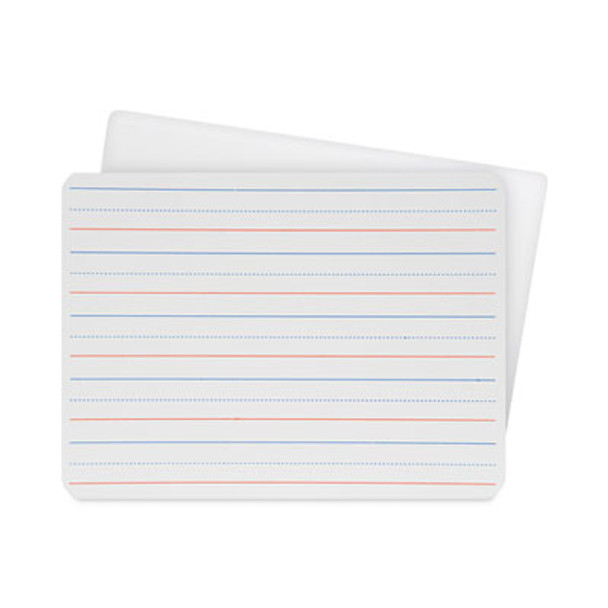 Two-Sided Red/Blue Ruled Dry Erase Board, 12" x 9", White Surface, 24/Pack