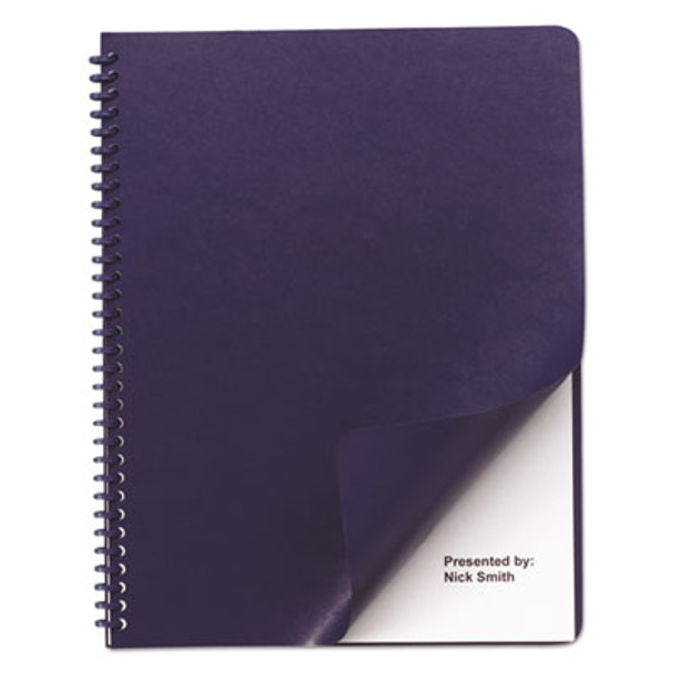 Leather-Look Presentation Covers For Binding Systems, Paper, Round Corners, 11.25 x 8.75, Navy, 100 Sets/Box