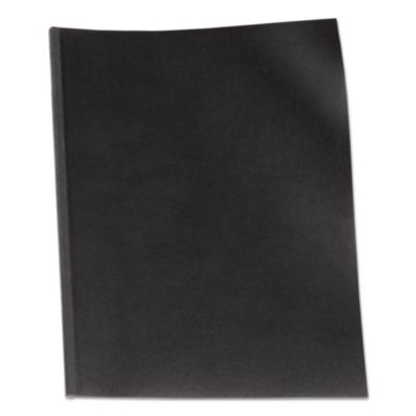 Velobind Pre-Punched Presentation Covers With Leatherlike Texture, Paper, Square Corners, 11 x 8.5, Black, 50/Pack