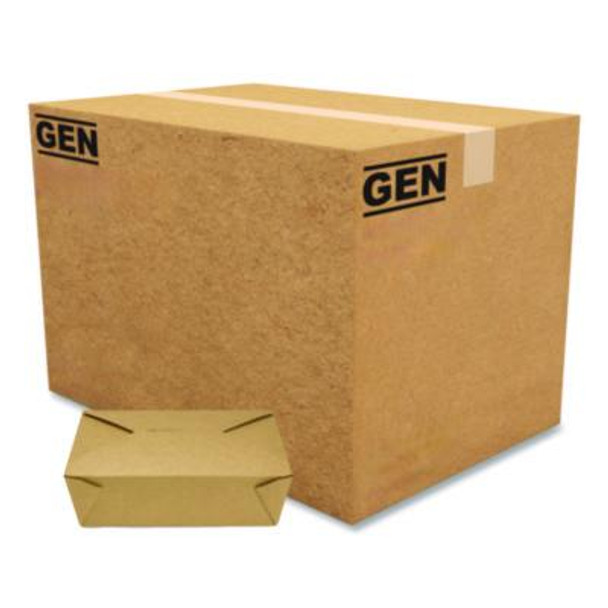 Reclosable Kraft Take-Out Box, 76 Oz, Brown, Paper, 200/Carton