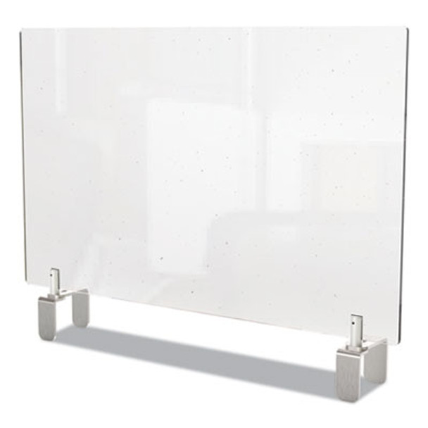 Clear Partition Extender With Attached Clamp, 42 X 3.88 X 24, Thermoplastic Sheeting