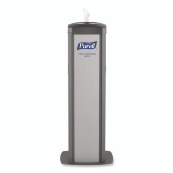 Ds360 High Capacity Hand Sanitizing Wipes Station, 17 X 17.25 X 44.25, Black/Silver