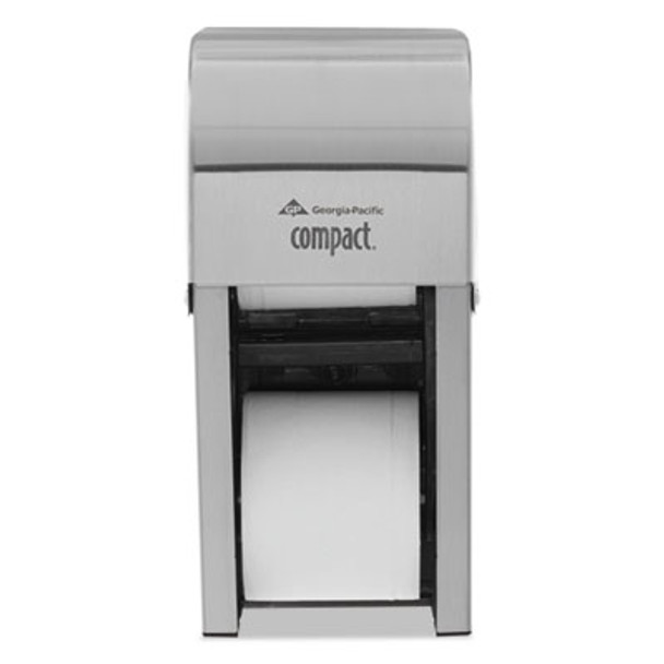 Compact Vertical Double Roll Coreless Dispenser, 6 X 6.5 X 13.5, Stainless Steel